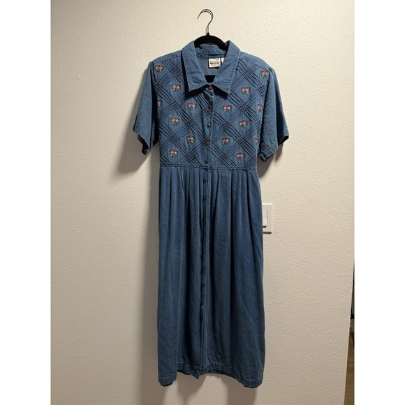 JR Bentley Dresses & Skirts - VTG JR Bentley Plus Size 18 100% Cotton Denim Dress 80s 90s Cottagecore